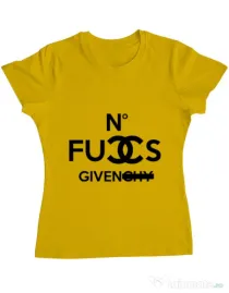 Tricou ADLER dama No fucks given Galben
