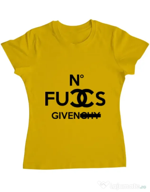 Tricou ADLER dama No fucks given Galben