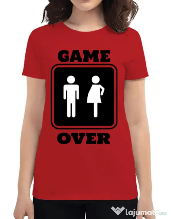 Tricou ADLER dama Game over pregnant Rosu