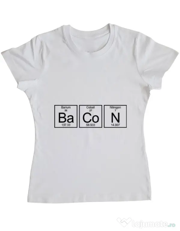 Tricou ADLER dama Bacon formula Alb