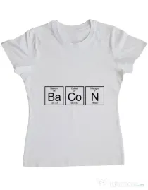 Tricou ADLER dama Bacon formula Alb