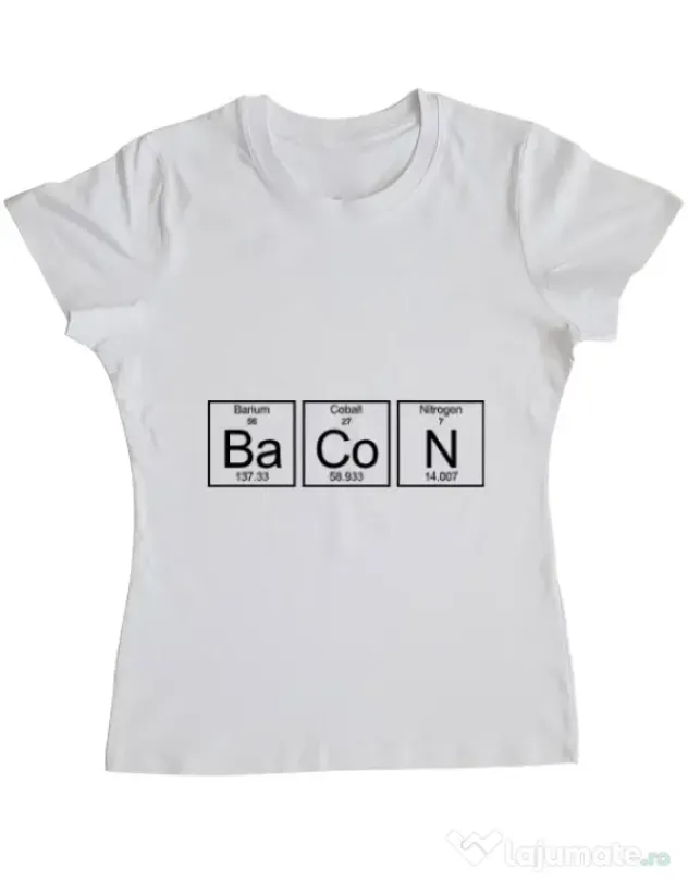 Tricou ADLER dama Bacon formula Alb