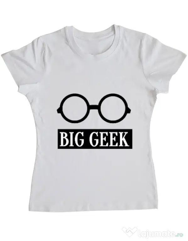 Tricou ADLER dama Big geek Alb