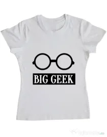 Tricou ADLER dama Big geek Alb