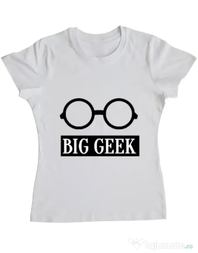 Tricou ADLER dama Big geek Alb