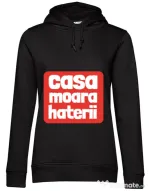 Hoodie dama cu gluga Casa moara haterii Negru