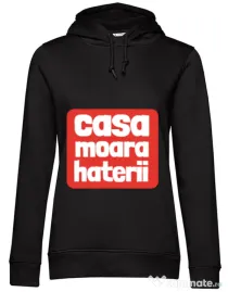 Hoodie dama cu gluga Casa moara haterii Negru