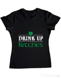 Tricou ADLER dama Drink up bitches Negru