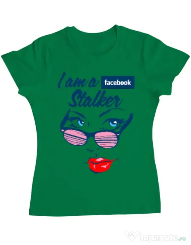 Tricou ADLER dama Facebook stalker Verde mediu