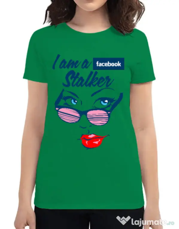 Tricou ADLER dama Facebook stalker Verde mediu