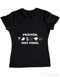 Tricou ADLER dama Friends not food Negru