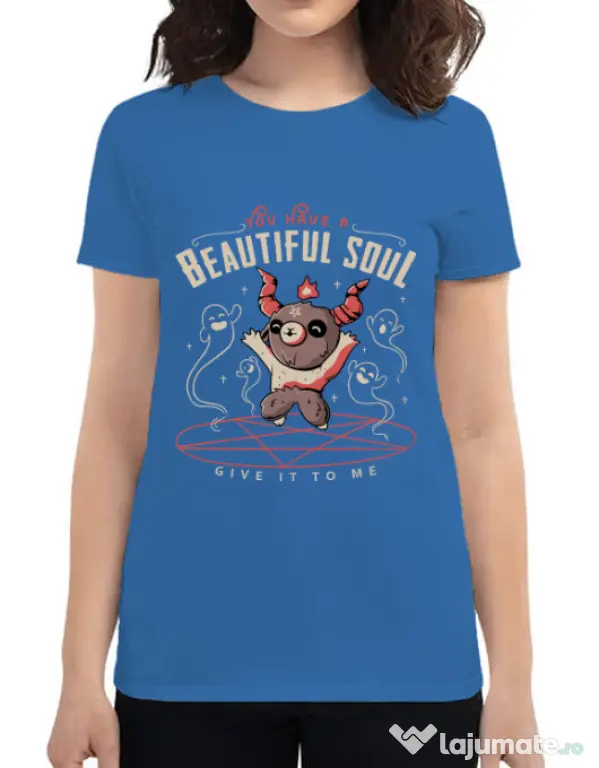 Tricou ADLER dama Beautiful soul Albastru azuriu