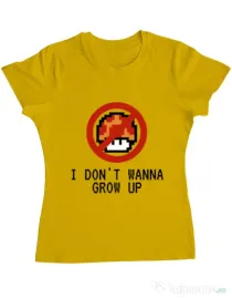 Tricou ADLER dama I dont wanna grow up Galben