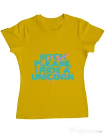 Tricou ADLER dama I ride a unicorn Galben