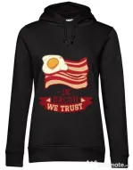 Hoodie dama cu gluga In bacon we trust Negru