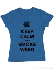 Tricou ADLER dama Smoke weed Albastru azuriu