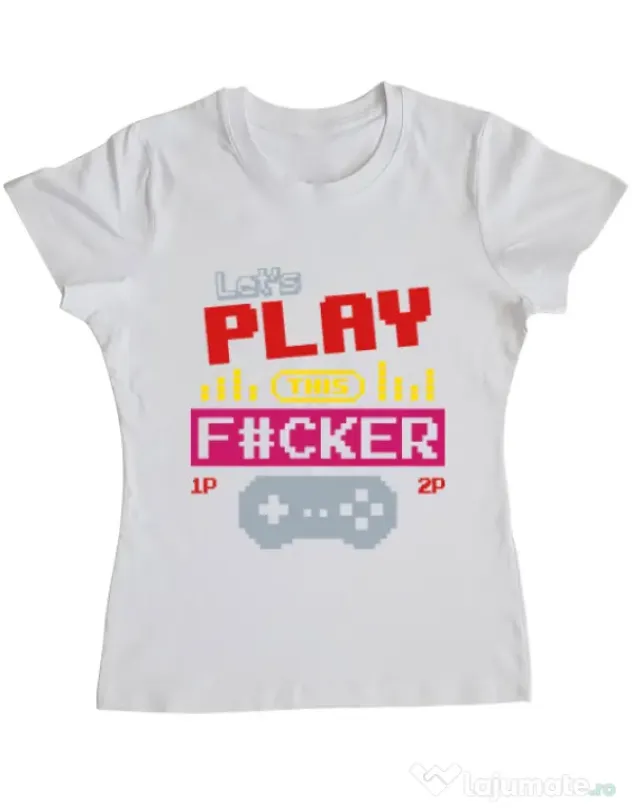 Tricou ADLER dama Lets play this Alb