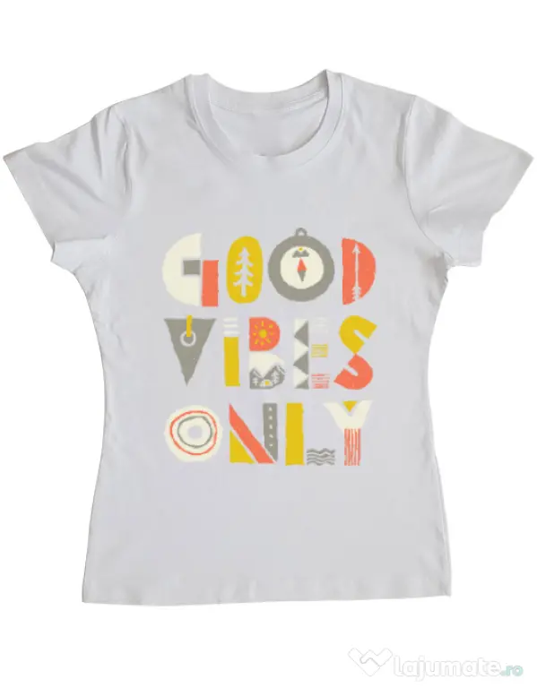 Tricou ADLER dama Good vibes only Alb