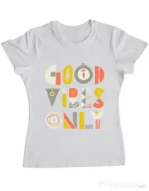 Tricou ADLER dama Good vibes only Alb