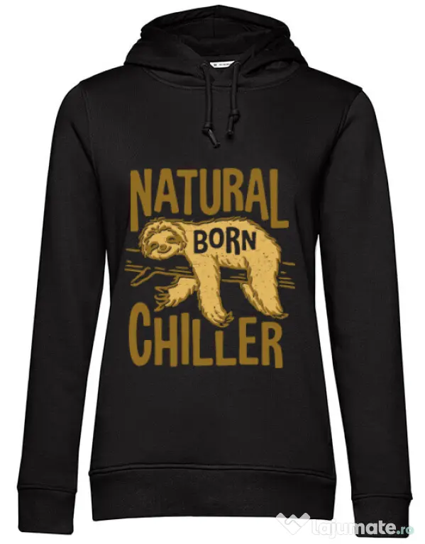 Hoodie dama cu gluga Natural born chiller Negru