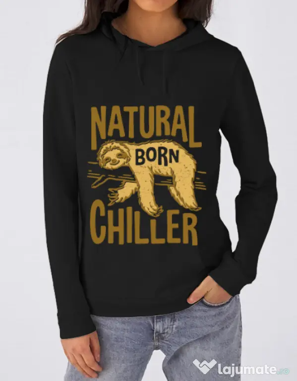 Hoodie dama cu gluga Natural born chiller Negru
