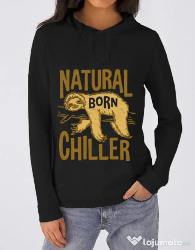 Hoodie dama cu gluga Natural born chiller Negru