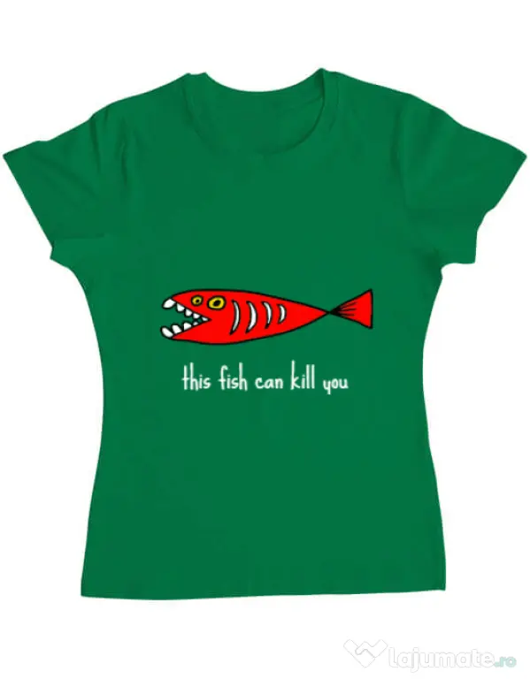 Tricou ADLER dama This fish can kill you Verde mediu