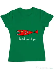 Tricou ADLER dama This fish can kill you Verde mediu