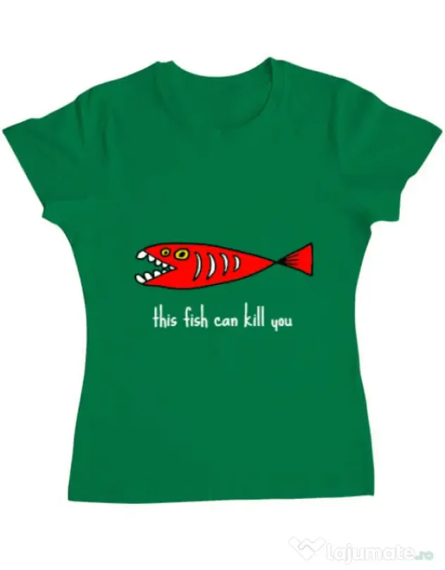 Tricou ADLER dama This fish can kill you Verde mediu