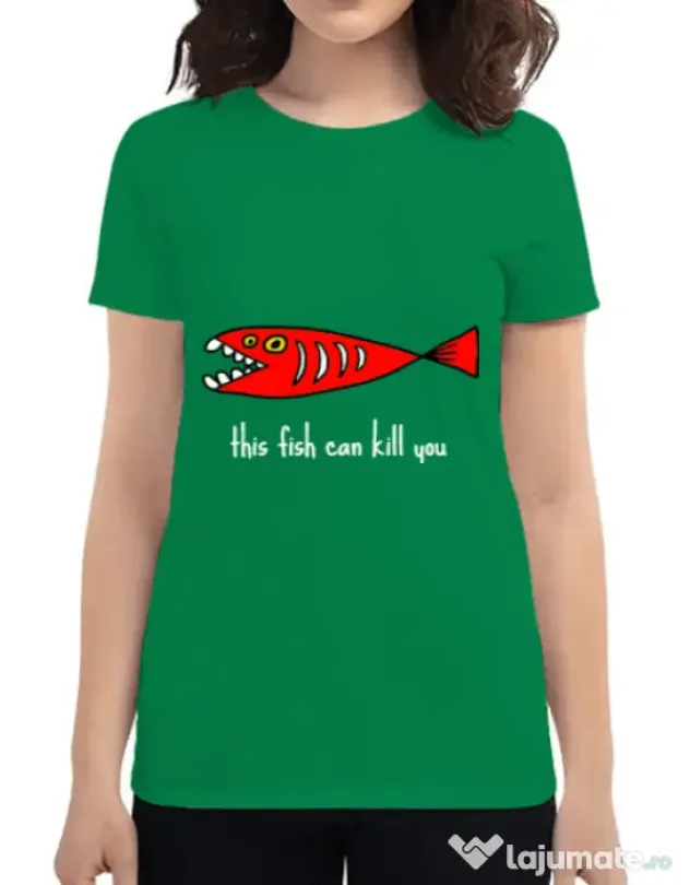 Tricou ADLER dama This fish can kill you Verde mediu