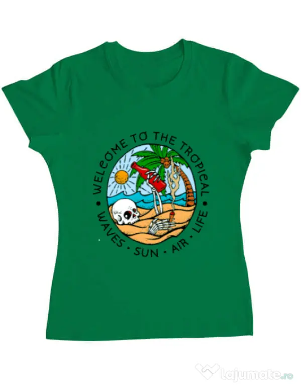 Tricou ADLER dama Welcome to the tropical Verde mediu