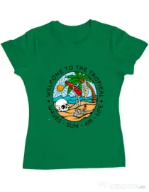 Tricou ADLER dama Welcome to the tropical Verde mediu