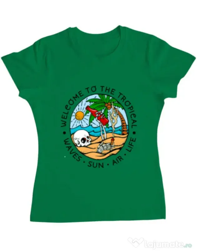 Tricou ADLER dama Welcome to the tropical Verde mediu