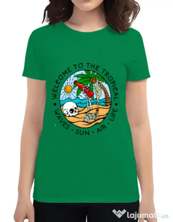 Tricou ADLER dama Welcome to the tropical Verde mediu