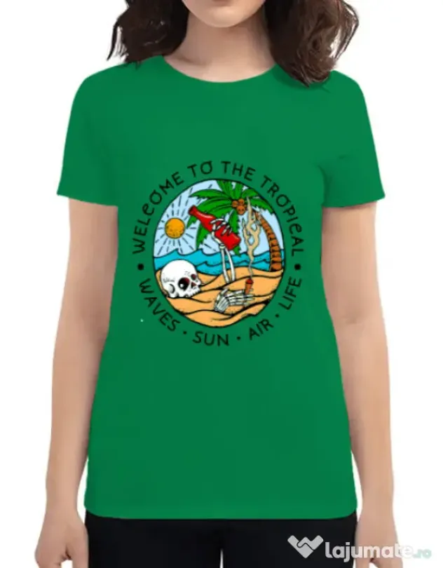 Tricou ADLER dama Welcome to the tropical Verde mediu