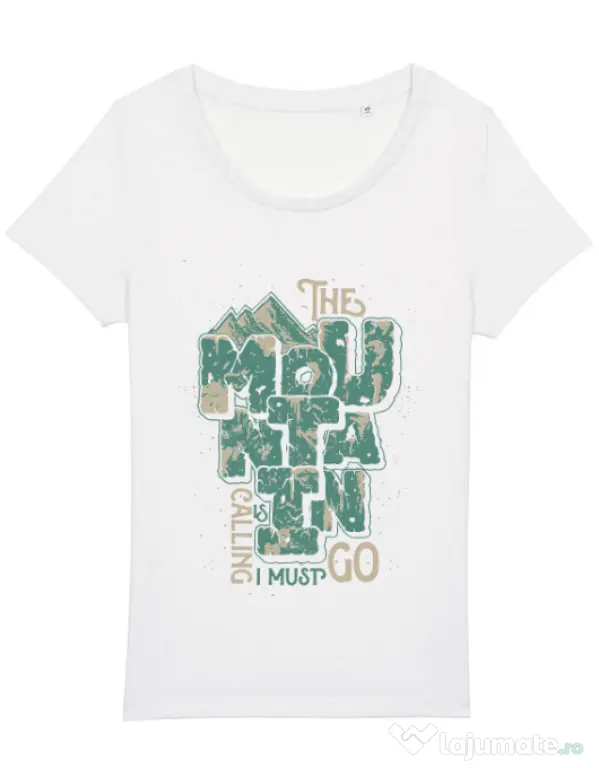 Tricou STANLEY STELLA dama The mountain is calling, I must go! Alb
