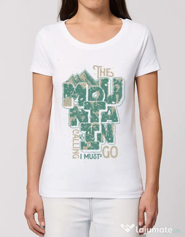 Tricou STANLEY STELLA dama The mountain is calling, I must go! Alb