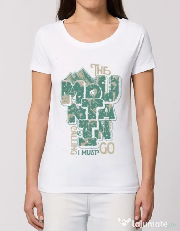 Tricou STANLEY STELLA dama The mountain is calling, I must go! Alb