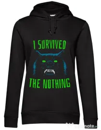 Hoodie dama cu gluga I survived Negru