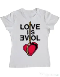 Tricou ADLER dama Love is evil Alb