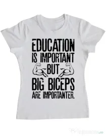 Tricou ADLER dama Big biceps Alb