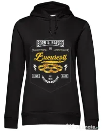 Hoodie dama cu gluga Bucuresti Negru