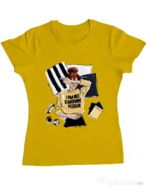 Tricou ADLER dama I am not a morning person Galben