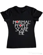 Tricou ADLER dama Normal people scare me Negru