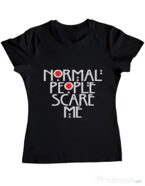 Tricou ADLER dama Normal people scare me Negru