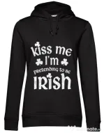 Hoodie dama cu gluga Pretending to be irish Negru