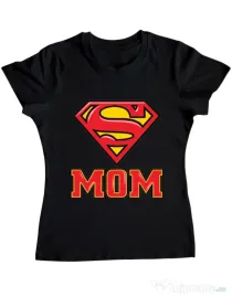 Tricou ADLER dama Super mom Negru