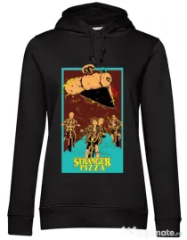 Hoodie dama cu gluga Stranger pizza Negru