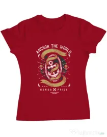 Tricou ADLER dama Anchor The World Rosu