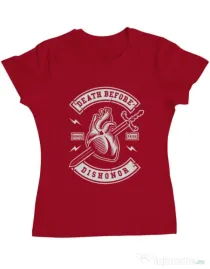 Tricou ADLER dama Death Before Dishonor Rosu